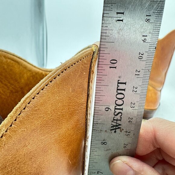 Double-H Women Size 7B Brown Tan Leather Pull On Low Heel Western Cowboy Boot - Picture 13 of 14